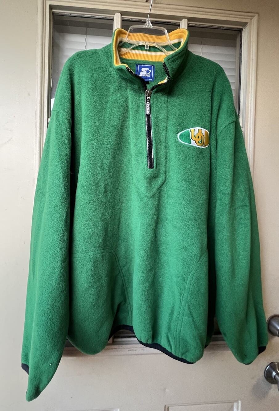 VINTAGE Oregon Ducks Football STARTER Fleece Quarter Zip Sz XL U of O
